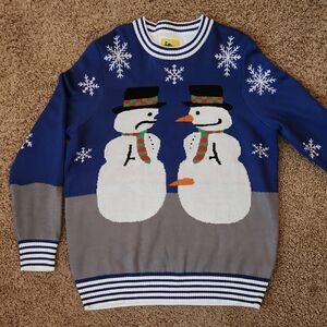 Tipsy Elves Blue and Gray Snowman Crewneck Sweater